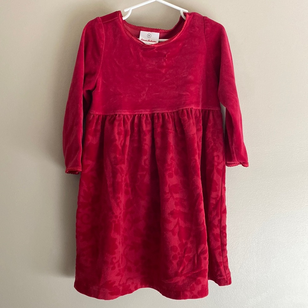 Hanna Andersson red velour toddler dress
